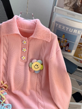 Ndyad style polo collar cute sweet long sleeve sweater HZ1024
