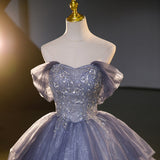 Ndyad strapless tulle sequin long prom dress, evening dress HZ1024
