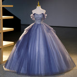 Ndyad strapless tulle sequin long prom dress, evening dress HZ1024