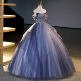 Ndyad strapless tulle sequin long prom dress, evening dress HZ1024