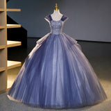 Ndyad strapless tulle sequin long prom dress, evening dress HZ1024