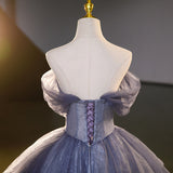 Ndyad strapless tulle sequin long prom dress, evening dress HZ1024