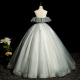 Ndyad A-line tulle sequined long ball dress, green evening dress HZ1024