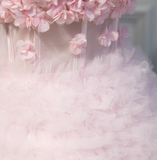 Evafashion A-line off-the-shoulder tulle short prom dress, pink bridesmaid dress HZ1024