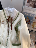 Ndyad style V-neck sweater autumn and winter new loose lazy college style age-reducing cardigan jacket for women HZ1024