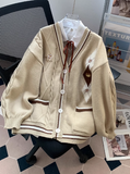 Ndyad style V-neck sweater autumn and winter new loose lazy college style age-reducing cardigan jacket for women HZ1024