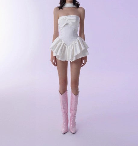 Ndyad White Strapless Short Prom Dress for Party&Birthday??Elegant Evening Dress HZ1024