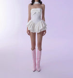 Ndyad White Strapless Short Prom Dress for Party&Birthday??Elegant Evening Dress HZ1024