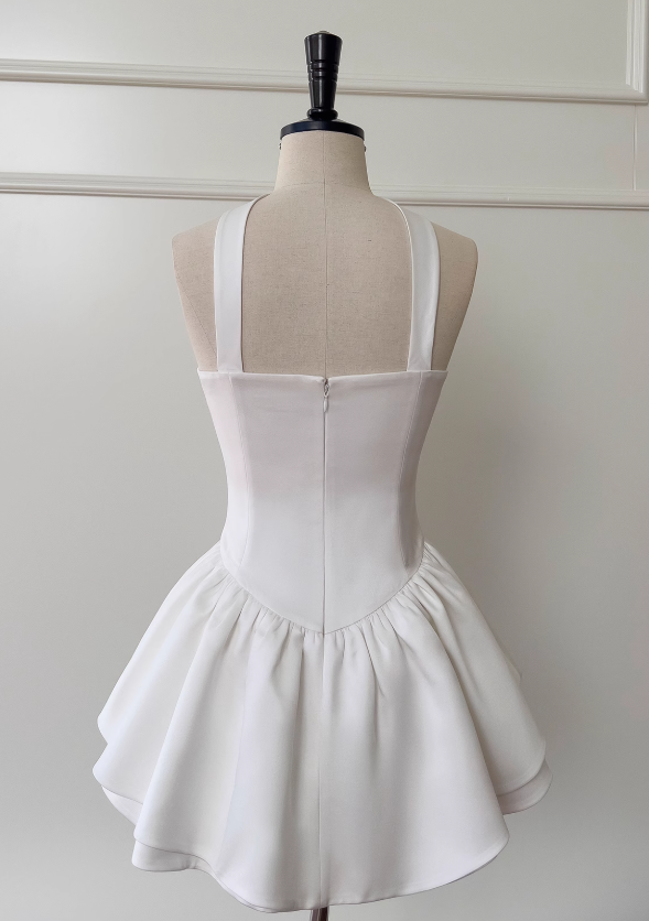 Ndyad White Strapless Short Prom Dress for Party&Birthday??Elegant Evening Dress HZ1024