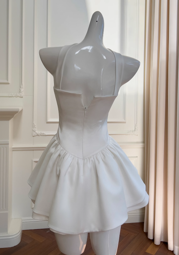 Ndyad White Strapless Short Prom Dress for Party&Birthday??Elegant Evening Dress HZ1024