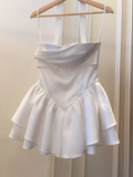 Ndyad White Strapless Short Prom Dress for Party&Birthday??Elegant Evening Dress HZ1024