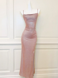 Ndyad lam¨¦ pink shimmery side slit dress birthday dress HZ1024