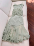 Ndyad green suspender long dress HZ1024