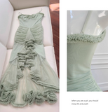 Ndyad green suspender long dress HZ1024