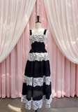 Ndyad lace stitching suspender long dress HZ1024