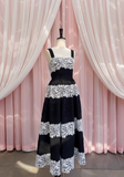 Ndyad lace stitching suspender long dress HZ1024
