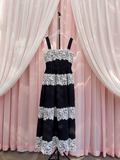Ndyad lace stitching suspender long dress HZ1024