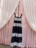 Ndyad lace stitching suspender long dress HZ1024