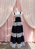 Ndyad lace stitching suspender long dress HZ1024