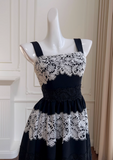 Ndyad lace stitching suspender long dress HZ1024
