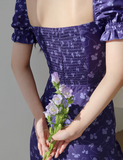Ndyad floral square neck puff sleeve A-line short dress HZ1024