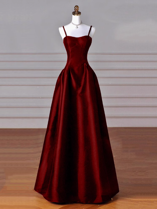 Ndyad Sweetheart ??Prom Dress for Birthday&Graduation-Burgundy Satin Long Formal Evening Dress HZ1024