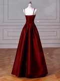 Ndyad Sweetheart ??Prom Dress for Birthday&Graduation-Burgundy Satin Long Formal Evening Dress HZ1024