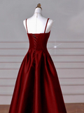 Ndyad Sweetheart ??Prom Dress for Birthday&Graduation-Burgundy Satin Long Formal Evening Dress HZ1024
