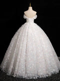 Ndyad Sweetheart Neck Tulle Lace White Long Prom Dress, White Lace Formal Dress HZ1024