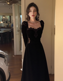 Ndyad style birthday dress daily party French temperament velvet black dress for women HZ1024
