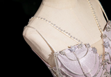 Ndyad A-line V-neck Satin Rhinestone Long Prom Dress, Purple Formal Long Dress HZ1024