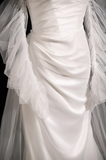 Ndyad Mermaid strapless satin tulle long prom dress, white formal long dress HZ1024