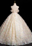 Ndyad A-line sweetheart neck tulle beaded long prom dress, champagne formal long dress HZ1024