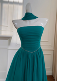 Ndyad blue A-line strapless chiffon short prom dress, lake blue homecoming dress HZ1024