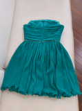 Ndyad blue A-line strapless chiffon short prom dress, lake blue homecoming dress HZ1024