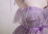 Ndyad A-line sweetheart neckline tulle lace short prom dress, purple homecoming dress HZ1024
