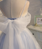Ndyad blue A-line tulle lace beaded short prom dress, light blue homecoming dress HZ1024