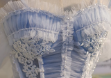 Ndyad blue A-line tulle lace beaded short prom dress, light blue homecoming dress HZ1024