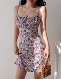 Evafashion floral suspender dress holiday style dress HZ1024