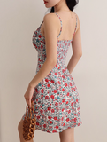 Evafashion floral suspender dress holiday style dress HZ1024