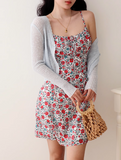 Evafashion floral suspender dress holiday style dress HZ1024