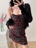 Evafashion floral suspender dress holiday style dress HZ1024