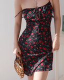 Evafashion floral suspender dress holiday style dress HZ1024