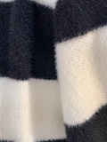 Ndyad loose lazy style mink black and white striped mid-length sweater HZ1024