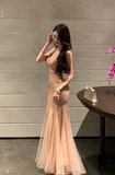 Ndyad retro sequined mesh dress Party dress HZ1024