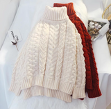 Evafashion loose lazy style high collar twist pullover sweater HZ1024