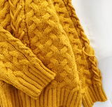 Evafashion loose lazy style high collar twist pullover sweater HZ1024