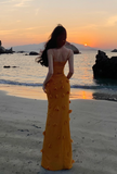 Ndyad Mermaid Spaghetti Strap 3D Flower Long Prom Dress HZ1024