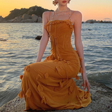 Ndyad Mermaid Spaghetti Strap 3D Flower Long Prom Dress HZ1024