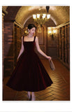 Ndyad Retro Burgundy A-Line Square Neck Velvet Dress for Birthday&Graduation HZ1024